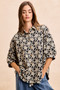 BiBi Floral Jacquard Short Dolman Sleeves Shirt