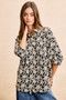BiBi Floral Jacquard Short Dolman Sleeves Shirt