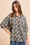 BiBi Floral Jacquard Short Dolman Sleeves Shirt
