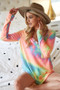 BiBi Tie Dye V-neck Terry Knit Top With Sequins