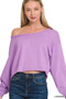 Zenana French Terry Boatneck Crop Top