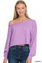 Zenana French Terry Boatneck Crop Top