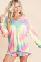 BiBi Tie Dye French Terry Top With Balloon Sleeves
