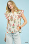 Umgee Block Floral Print Top