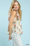 Umgee Block Floral Print Top
