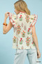 Umgee Block Floral Print Top