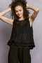 POL Round Neck Sleeveless Top with Crochet Contrast