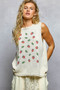 POL Strawberry Pattern Round Neck Sleeveless Sweater Top