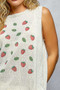 POL Strawberry Pattern Round Neck Sleeveless Sweater Top