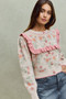 SO ME Flower With Ruffle Detailing Sweater Cardigan