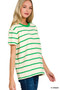 Zenana Textured Striped Crew Neck T-Shirt