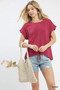 Umgee Linen Scalloped Round Neck Top
