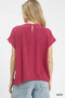 Umgee Linen Scalloped Round Neck Top