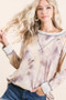 BiBi Tie Dye Terry Pull Over With Contrast Stitching
