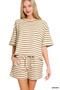 Zenana Striped Short Sleeve Tee & Shorts Set