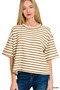 Zenana Striped Short Sleeve Tee & Shorts Set