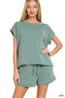 Zenana Raised Rib Cap Sleeve Top & Shorts Set