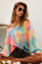 BiBi Tie Dye French Terry V Neck Top
