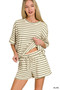 Zenana Striped Short Sleeve Tee & Shorts Set