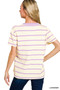 Zenana Textured Striped Crew Neck T-Shirt