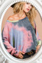 BiBi Tie Dye Terry Top With Dolman Sleeves