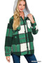 Zenana Plaid Drawstring Hooded Fleece Shacket