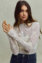 SO ME Lace Long Sleeve 3d Effect Floral Layering Top