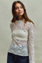 SO ME Lace Long Sleeve 3d Effect Floral Layering Top