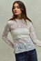 SO ME Lace Long Sleeve 3d Effect Floral Layering Top