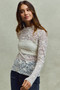 SO ME Lace Long Sleeve 3d Effect Floral Layering Top