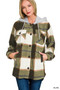 Zenana Plaid Drawstring Hooded Fleece Shacket