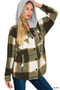 Zenana Plaid Drawstring Hooded Fleece Shacket
