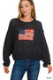 Zenana Zenana American Flag Crew Neck Sweater
