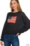Zenana Zenana American Flag Crew Neck Sweater
