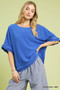 Umgee Linen Frayed Hem Scallop Edge Top