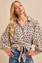 BiBi Polka Dot Print Tie Hem Detail Crop Shirt