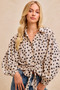 BiBi Polka Dot Print Tie Hem Detail Crop Shirt