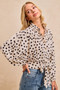 BiBi Polka Dot Print Tie Hem Detail Crop Shirt