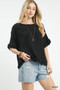 Umgee Linen Frayed Hem Scallop Edge Top