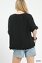 Umgee Linen Frayed Hem Scallop Edge Top