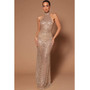 Women Fashion Sexy Low Back Nightclub Party Dress Beaded Sequin See-Through Dress