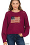 Zenana American Flag Crew Neck Sweater