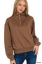 Zenana Scuba Half Zip Pullover Sweatshirt