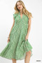 Umgee Leaf Print Tiered Midi Dress with Ruffle Detail