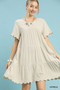 Umgee Linen Tiered Babydoll Dress with Ruffle Sleeves