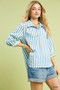 Umgee Striped Collared Neck Blouse