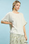 Umgee Linen Frayed Hem Scallop Edge Top