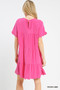Umgee Linen Tiered Babydoll Dress with Ruffle Sleeves