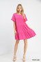 Umgee Linen Tiered Babydoll Dress with Ruffle Sleeves
