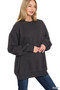 Zenana Oversized Round Neck Fleece Tunic Sweatshirt